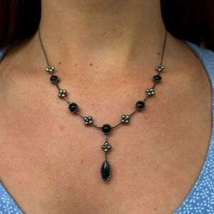 Unique Silver and Black Necklace